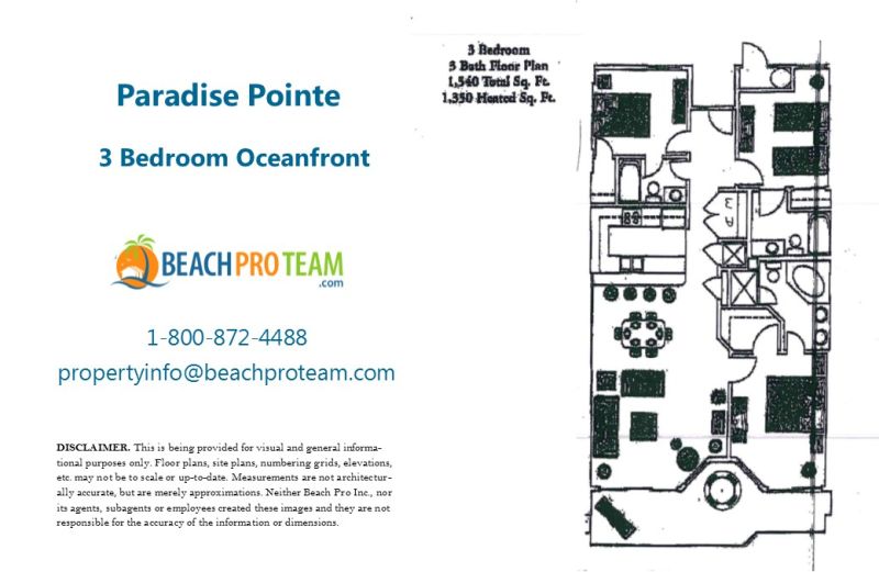 Paradise Pointe Floor Plan - 3 Bedroom Oceanfront